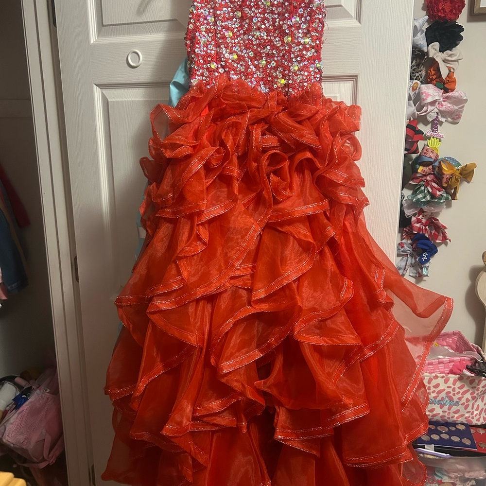 Tiffany Designs Red Kids Pageant Dress